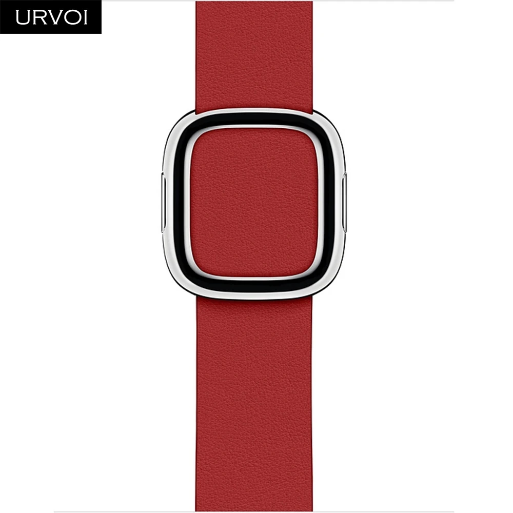 URVOI, современный ремешок с пряжкой для apple watch, серия 5, 4, 3, 2, 1, ремешок для iwatch, мягкий гладкий верх, зернистая кожа, удобный на ощупь - Цвет ремешка: Ruby Red