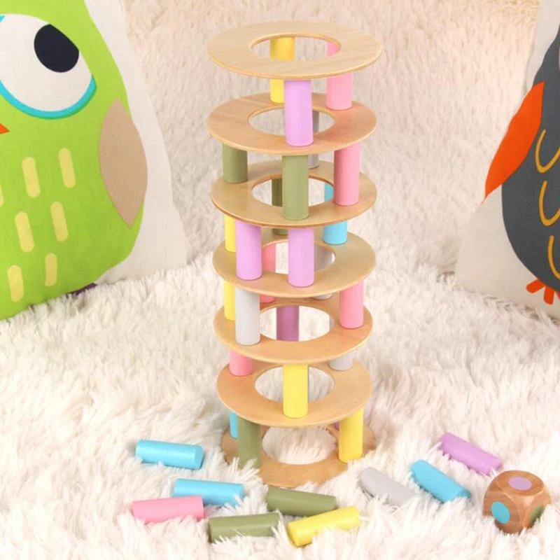 

Wooden Blocks Toys Leaning Tower Children Pisa Game Toy Family Party Funny Extract Building Blocks Ludo Game