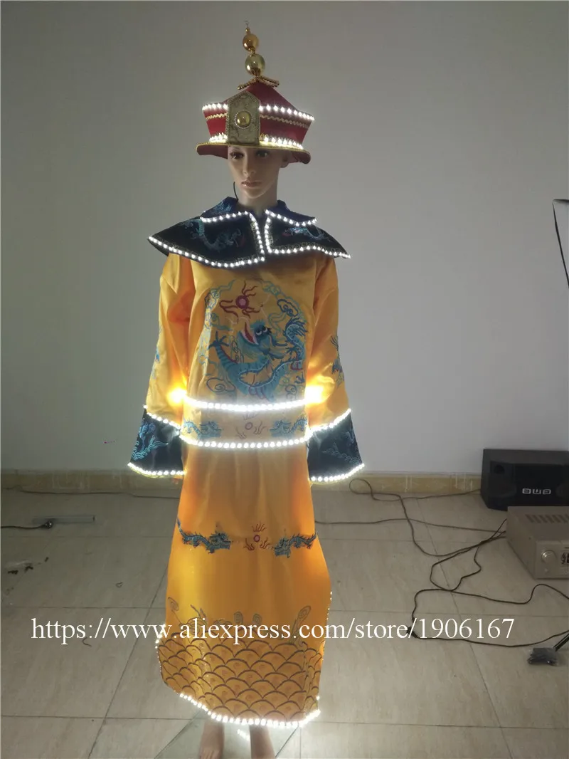 Led Golden Hot Folk Dance Chinese Man Han Clothing Emperor Prince Show Cosplay Suit Costume Minister Traditional Ancient Dress03