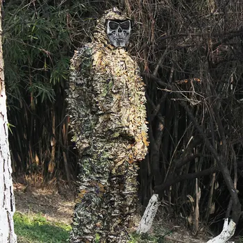 

New Hunting clothes maple leaf Bionic Ghillie Suits sniper birdwatch airsoft Camouflage Tactical Clothing jacket and pants