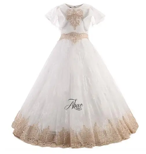 

Girls Long Formal Dress 2017 Flower Girls Princess Dresses Kids Lace Vintage Evening Party Ball Gown Children's Wedding Dress