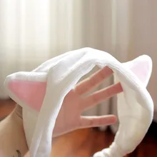 Женская эластичная бархатная повязка на голову, милые кошки, уши, повязка для волос, косметический инструмент для макияжа, EDF88