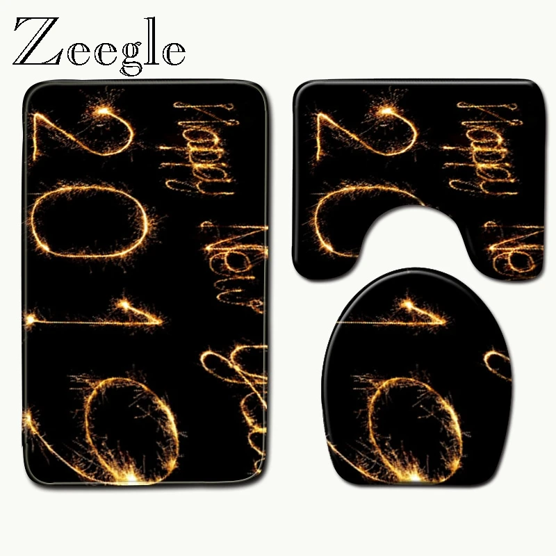 Zeegle 3 шт. Набор ковриков для ванной комнаты 3D печать нескользящий коврик для ванной комнаты украшение для ковриков в прихожей сиденье для унитаза коврик