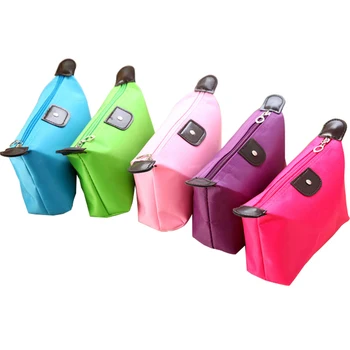 

Simple Fashionable Dumpling toiletry Cosmetic Bag Candy Color Ladies Pouch Nylon Waterproof Travel Dumpling Shape Makeup Bags