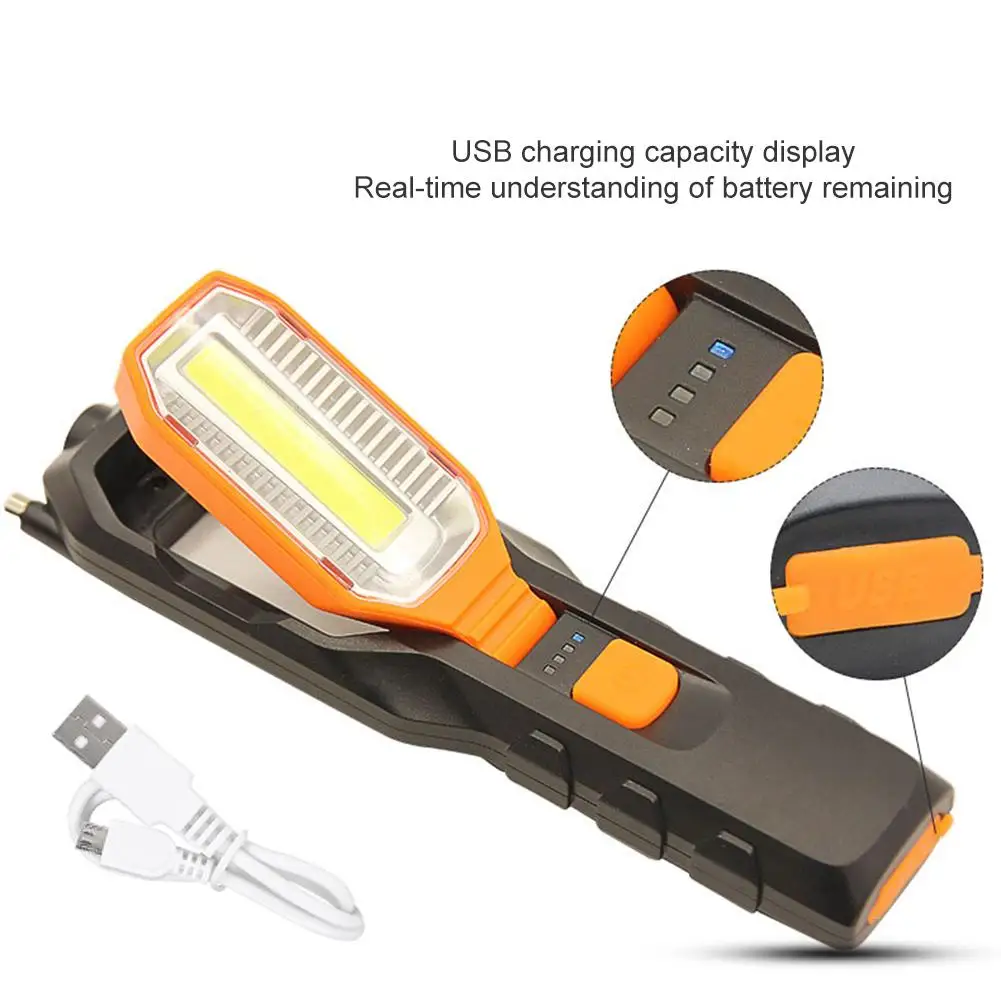 LED Work Light COB Rechargeable Bright LED Flashlight With Magnetic Base For Camping Car Repair Household Emergency Use