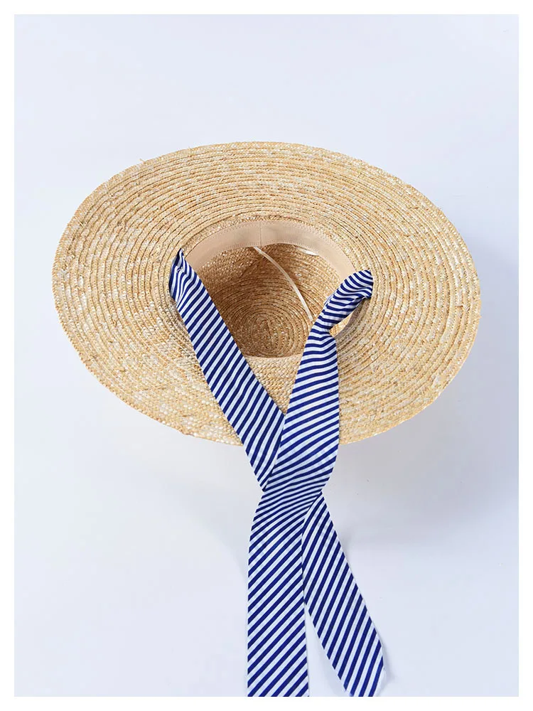 Креативный стиль французская мода мелкий Топ плоская соломенная шляпа весна и лето шляпа Дамы Полосатый ремень козырек
