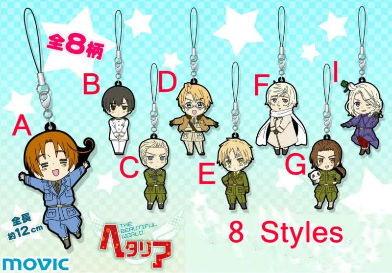 

Anime Axis Powers hetalia cosplay Italy,United States,United Kingdom,Chinese pvc figure phone strap/Keychain pendant toys free