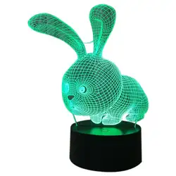 Совершенно новая милая 3D лампа в форме кролика, Светодиодный лампа для атмосферного освещения с переключателем, как дети, подарки на