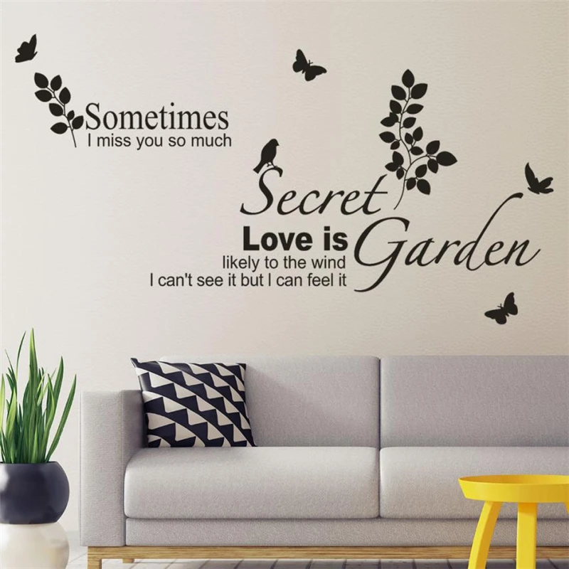 SOMETIMES  SECRET LOVE IS GARDEN Removable Art Vinyl Mural Wall Stickers Waterproof Resistant Non-toxic Home Decor C0313#30     02