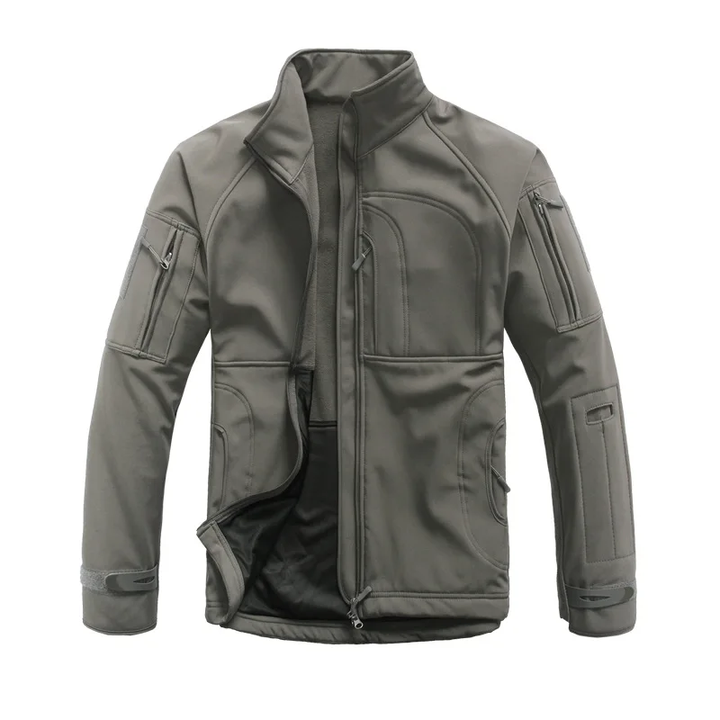 Мужская водонепроницаемая военная тактическая куртка, Мужская теплая ветровка, куртка-бомбер, камуфляжная флисовая куртка, Мужская куртка в армейском стиле, chaqueta hombre - Цвет: Gray