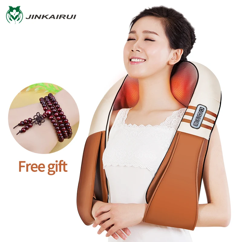 

(with Gift Box)JinKaiRui U Shape Electrical Shiatsu Back Neck Shoulder Body Massager Infrared Heated Kneading Car/Home Massagem