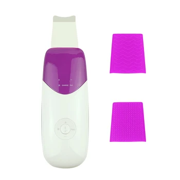 

Ultrasonic Ion Face Scrubber Beauty Machine with 2pc Silicone Massage Caps Anion Skin Scrubber Clean Acne Pore Cleaner Skin Care
