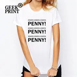 2018 Для женщин сексуальная котенок футболка модный принт большого взрыва Пенни футболки с коротким рукавом 0-образным вырезом рубашки