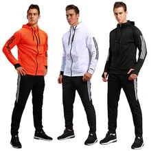 Спортивный костюм мужской толстый Осень Зима Досуг фитнес бег спортивная куртка с длинными рукавами на молнии тренировочный костюм с принтом спортивный костюм
