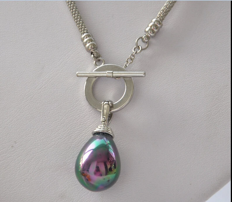 

FREE SHIPPING ****** z5302 20mm peacock drip SOUTH SEA SHELL PEARL NECKLACE PENDANT 17inch