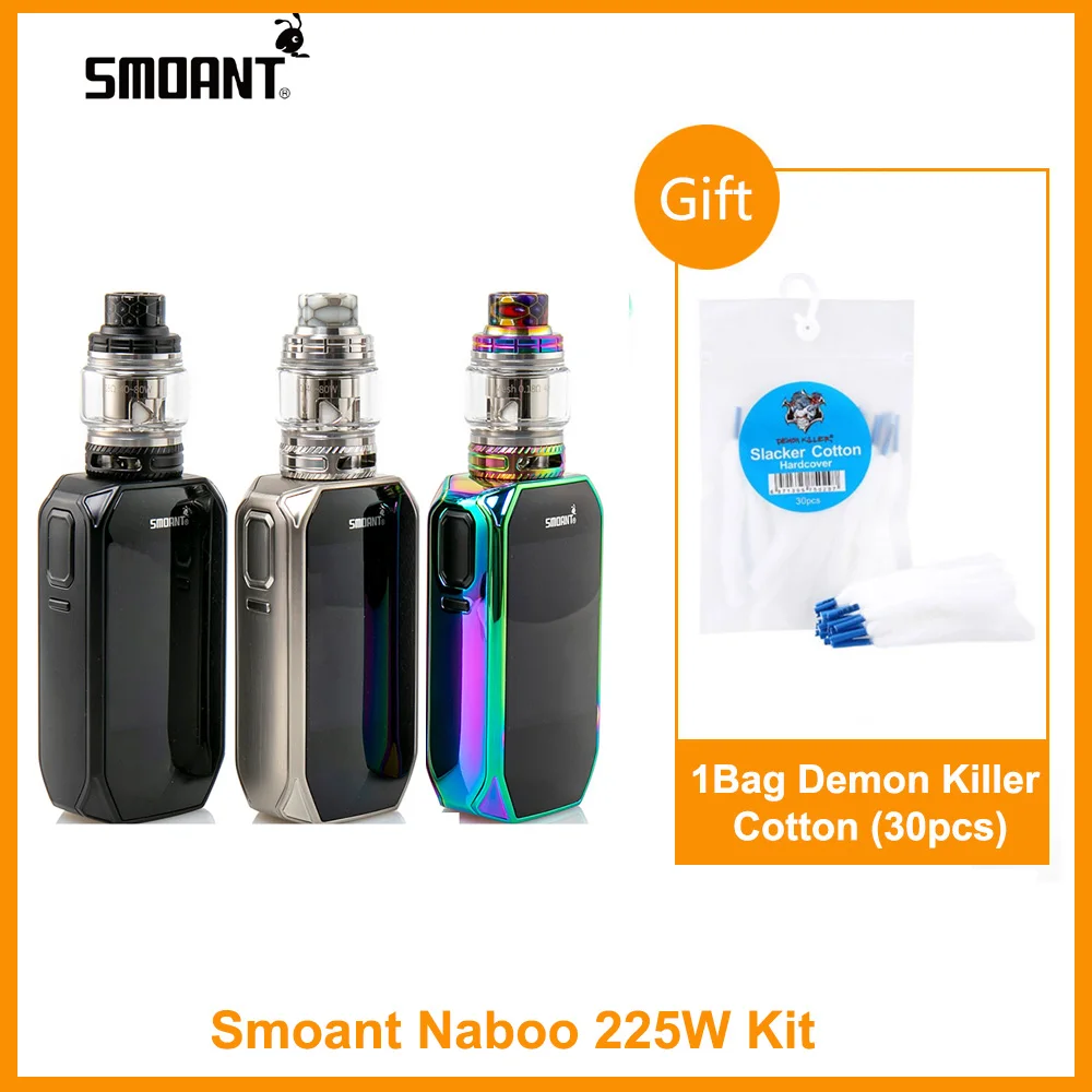 Бесплатный подарок хлопок оригинальный smoant Набу комплект с Naboo верхней юбочкой-сеточкой катушки 4 мл Ёмкость в 2,4 дюймов TFT VW/TC/режим ТКС 225 Вт