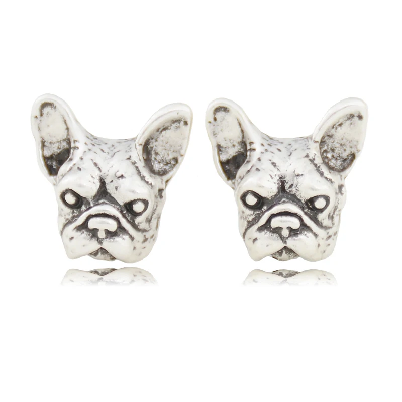 Fei Ye Paws Black French Bulldog Stud Earrings Elf Ears Cuff Pendiente