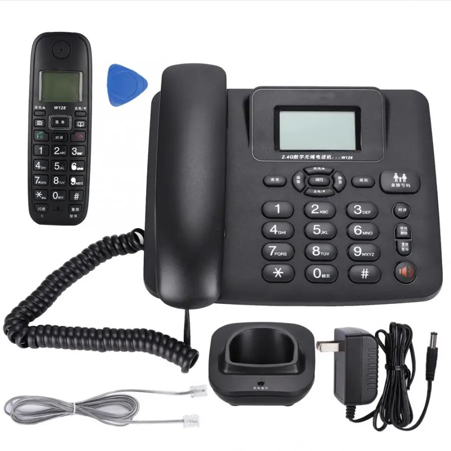 

Fashionable W128 2.4GHz Intelligent Digital Wireless Telephone Landline One for One (US Plug 100-240V)