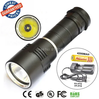 

2015 new DV10 dive light XM-L L2 led diving flashlight underwater 50M torch light led flash light lantern+18650 battery+charger