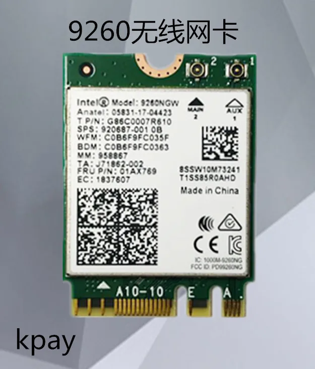 

Dual Band Wireless-AC 9260NGW NGFF 1.73Gbps 802.11ac WiFi Card+Bluetooth For Intel 9260 8265NGW 7260AC NGFF 2.4G/5G Gaming Wlan