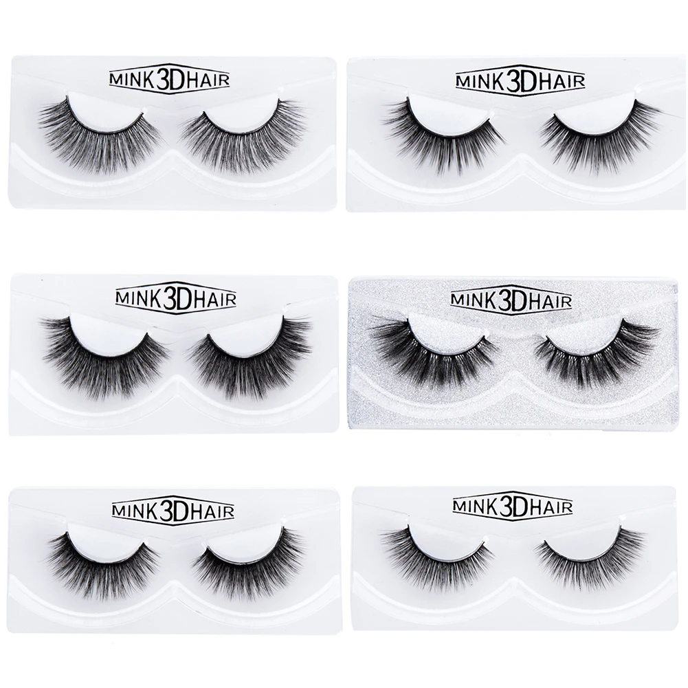 

HANDAIYAN 1 Pair Natural Mink Eyelashes 6 Style Party Makeup Tools Black False Eyelashes Extension maquiagem cilios Professional