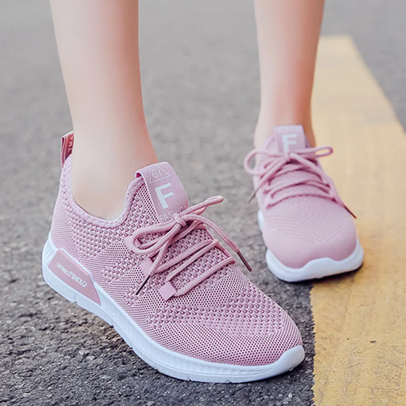 

Women Casual Shoes Fashion Sneakers White Shoes Female Breathable Walking Mesh Lace Up Flats Women Shoes 2019 Tenis Feminino