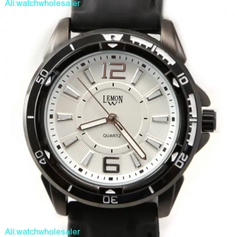 FW849K New White Dial Black Watchcase Water Resist Silicone Black Band Men Watch