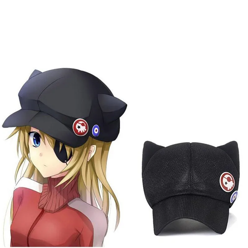 

Summer Mesh Hat Neon Genesis Evangelion EVA Asuka Langley Soryu Cat Ears Hat Cap Cosplay Baseball Cap with Badge Adults Kid Size