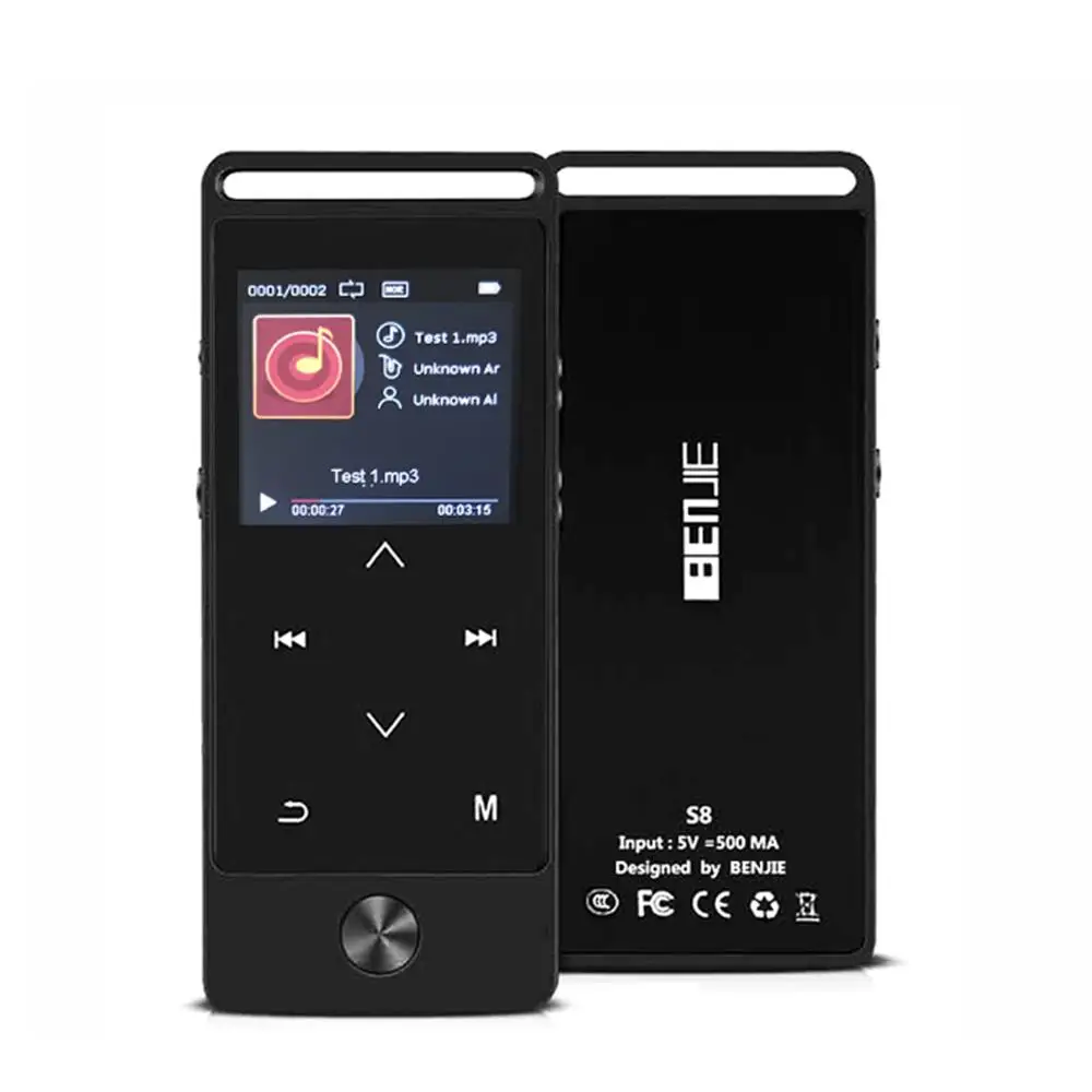 Обновленная версия,, BENJIE-S8, Bluetooth, MP3, музыкальный плеер, сенсорная кнопка, 8 ГБ, с 1,4 дюймовым большим экраном, металлический корпус из сплава с FM