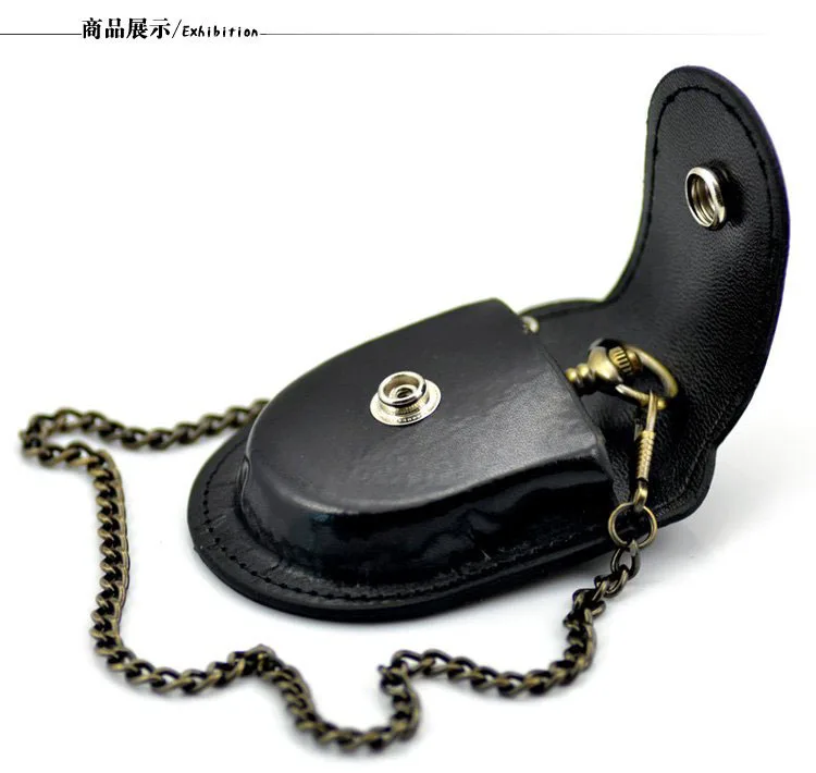 

Fashion Brand male back Leather cover vintage classic pocket watch Box Holder Storage Case Purse Pouch Bag