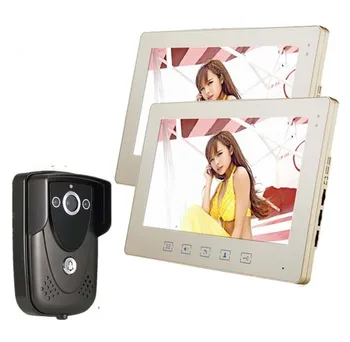

MOUNTAINONE New Luxury 10 inch Video door phone(1 camera+2 monitors),700 TVLine HD camera ,waterproof cover. 1 to 2