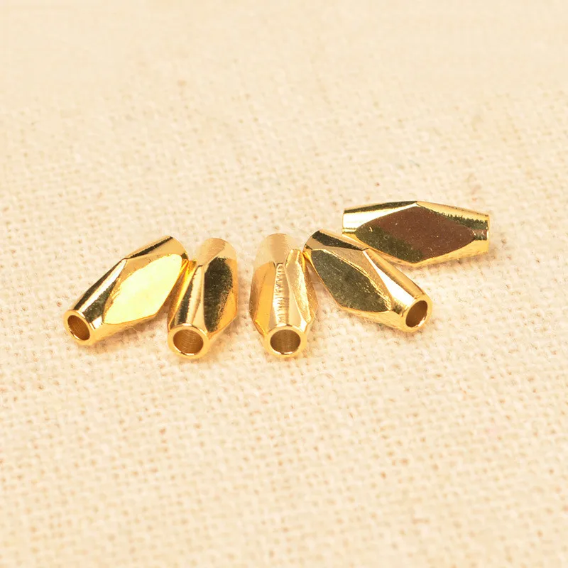 

SEA MEW 100 PCS 4mm*9mm Fashion Metal Brass Gold Spacer Beads DIY Hole Beads For Jewelry Making