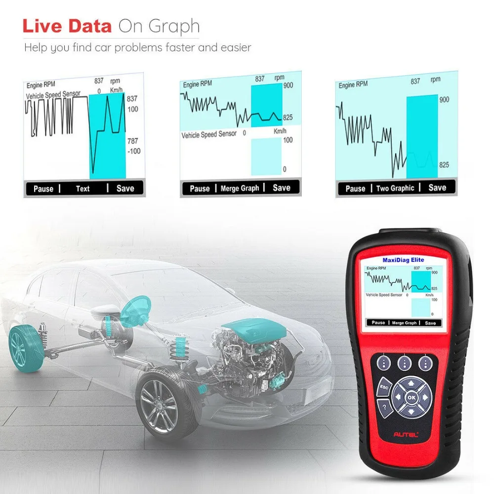  Autel MaxiDiag Elite MD802 OBD2 Auto Scanner Diagnostic Tool OBD 2 Car Diagnostic Scanner Eobd Auto