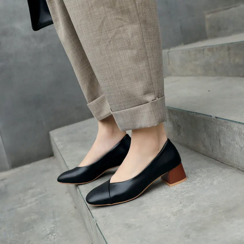 QUTAA/ г. Женские туфли-лодочки модная женская обувь Демисезонная женская обувь из искусственной кожи на платформе с квадратным носком без застежки размеры 34-43