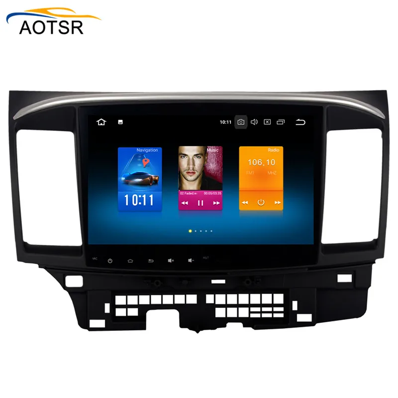 Discount Android 8.0 car dvd Radio player For Mitsubishi Lancer 2007-2017 gps navigation car multimedia stereo head unit with 8 core 4+32 5