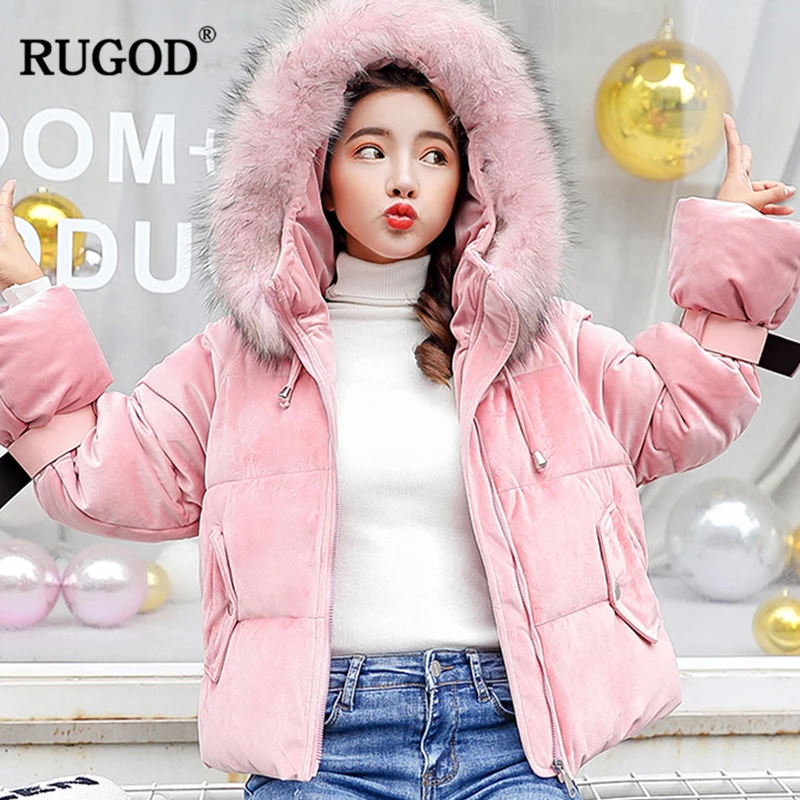 Женская фланелевая куртка RUGOD элегантная теплая с меховым капюшоном простая