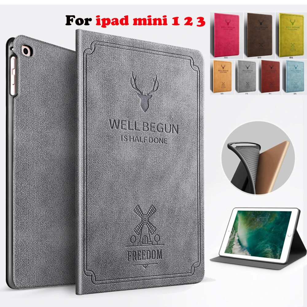 

for iPad mini 1 2 3 Case Mini case Stand Magnetic Smart Cover Auto Sleep/Wake Folding PU Leather Funda for Mini 3 Case