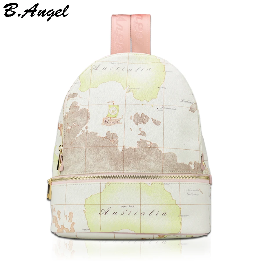 

High quality unisex world map backpack casual women backpack leather men backpack school bag mochila travel backpack