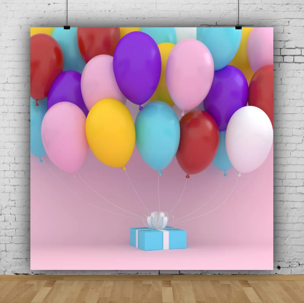 Laeacco Pink Balloons Gift Birthday Party Celebration Baby Child Portrait Photo Backdrop Photo Background Photocall Photo Studio