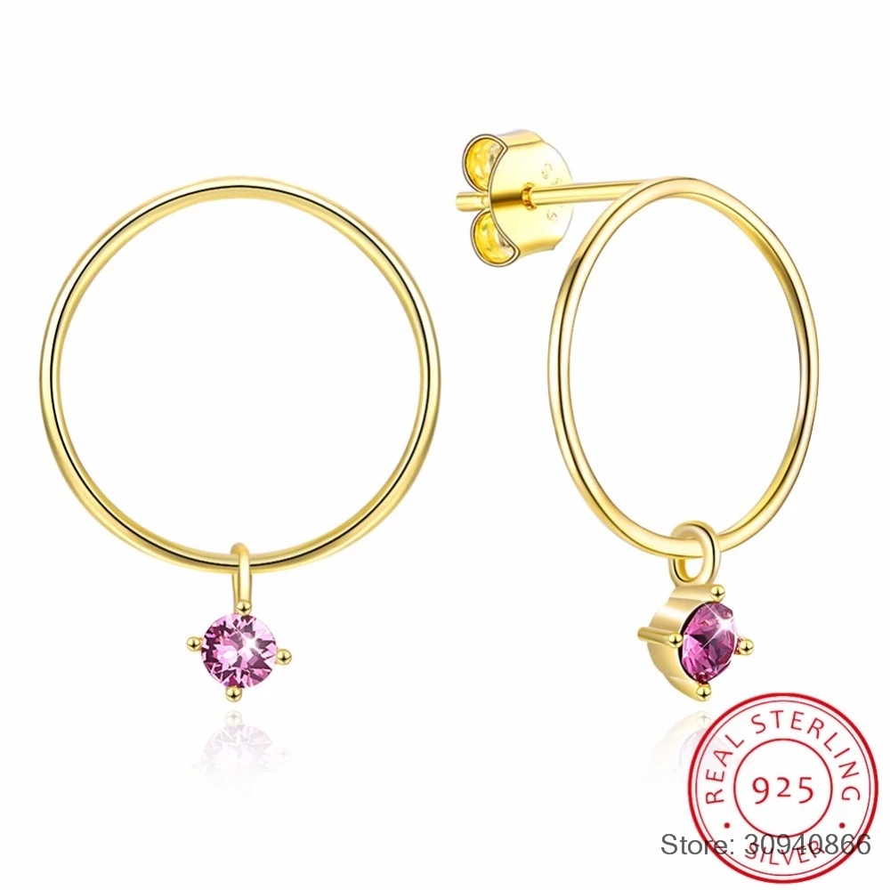 

SMTCAT 925 Sterling Silver Circle Stud Earrings Crystals From S925 Silver Jewelry For Women Party Fashion Accessories