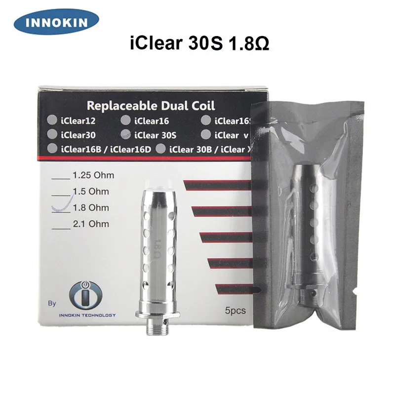 

Original Innokin iClear 30S Clearomizer Replacement Dual Coil Head long wick 1.5/1.8/2.1 Ohm iClear 30 Coils 10pcs