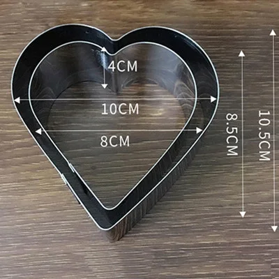 2 шт./компл. Нержавеющая сталь печенья набор из быстрорежущей инструментальной стали круглого мусс кольца для декорирования торта салат кольцо Кондитерские инструменты аксессуары - Цвет: Heart