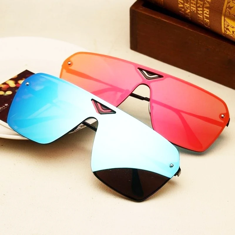 

Women Oversized Lens Rimless Square Mens Sunglasses 2019 Fashion Large UV400 Polarized Glasses