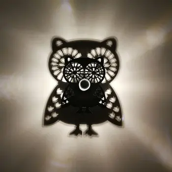 

[Seven Neon]Owl shape Acrylic LED Wall Light Flower Shadow Sconce Led Night Light For Home Creative Indoor Carved Corridor