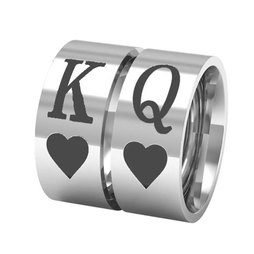 cheap King Queen Heart Ring 316L Stainless Steel Men Women Couple Ring