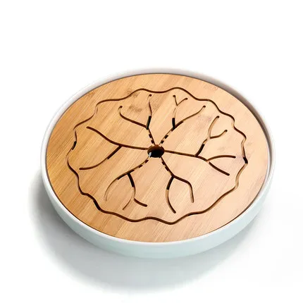 

Ceramic kung fu tea set tea tray household water storage mini circular bamboo tray small tea table dry bubble tea sea