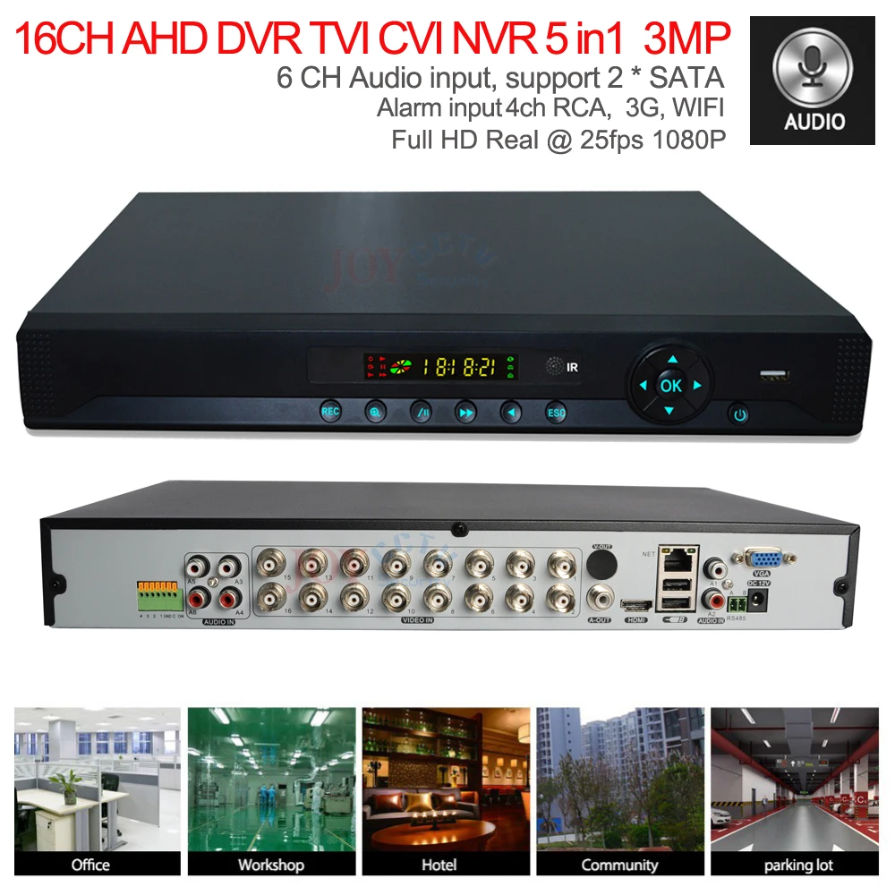 Startseite видеонаблюдение 16ch voller HD AHD 3MP 1080 P 960 sicherheit CCTV DVR рекордер 5in1 Гибридный TVI CVI NVR