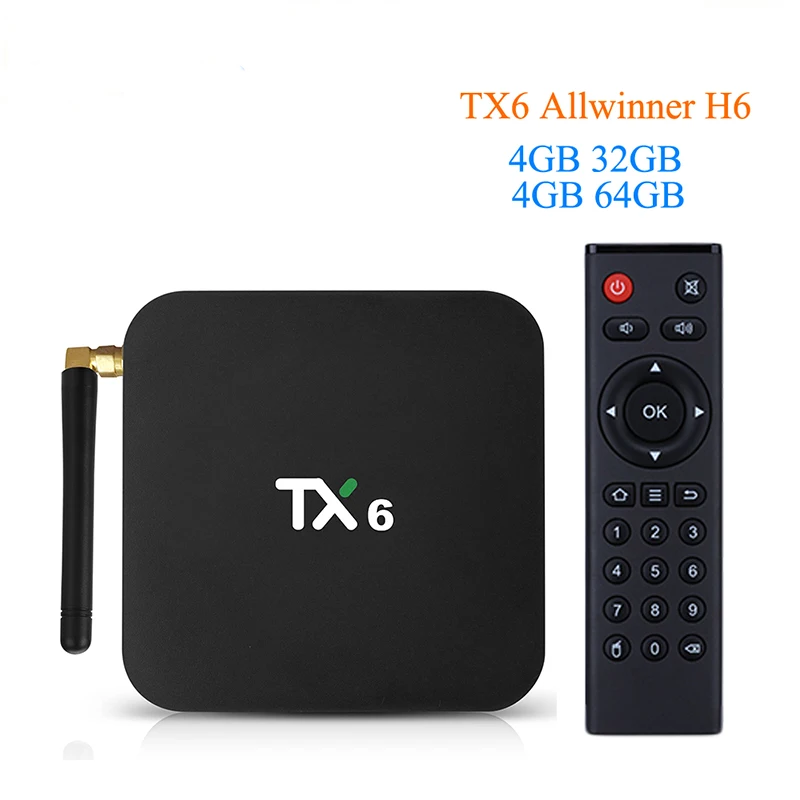TX6 IPTV TV Box android 9.0 Allwinner H6 4GB DDR3 32GB/64GB EMMC 2.4GHz 5GHz WiFi BT4.1 HD 4K H.265 IPTV Set top Smart Tv BOX
