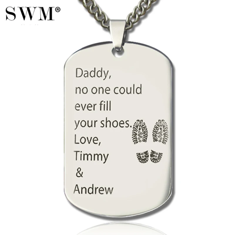

Custom Name Men Jewelry Costume Engraving Letter Dog Tag Necklace Titanium Steel Military Army Necklaces Father's Gift for Dad