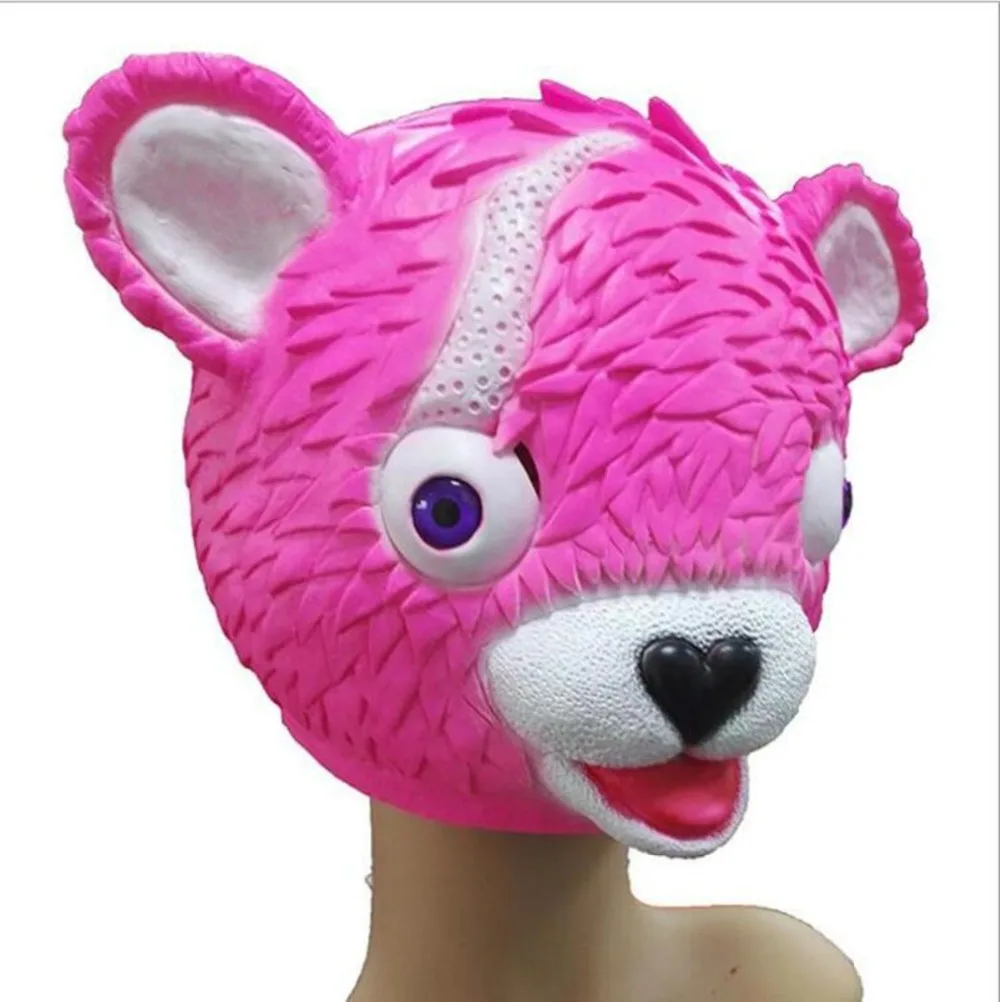

Fortnight Team Leader Pink Bear Game Mask Melting Latex Full Face Mask Adult Costume Halloween Cosplay Party Carnival Masks